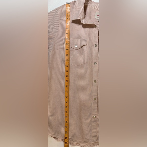 Wrangler Western Snap Shirt Women’s M Red Pinstripe Cotton Cowboy Top - Picture 10 of 11